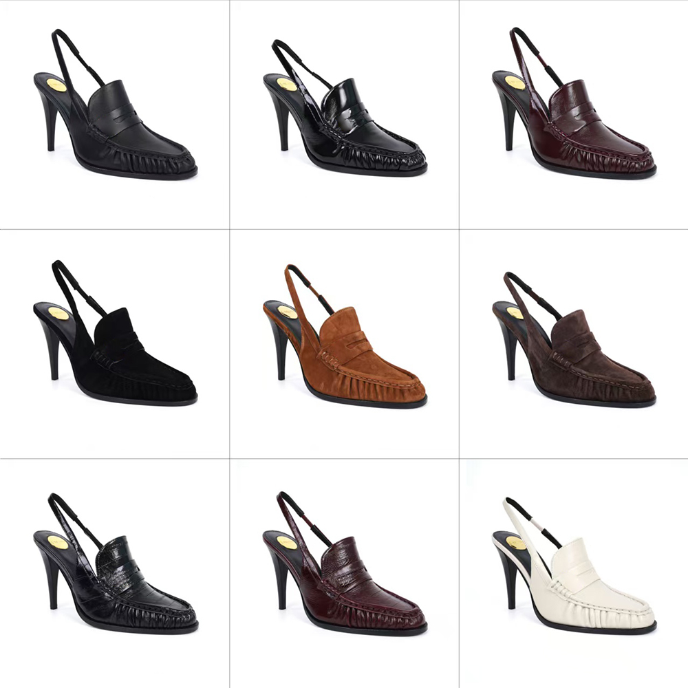 Talon aiguille pour femmes élégantes, sandales à bout rond, escarpins de luxe en cuir véritable, chaussures de soirée de gladiateur, chaussures h