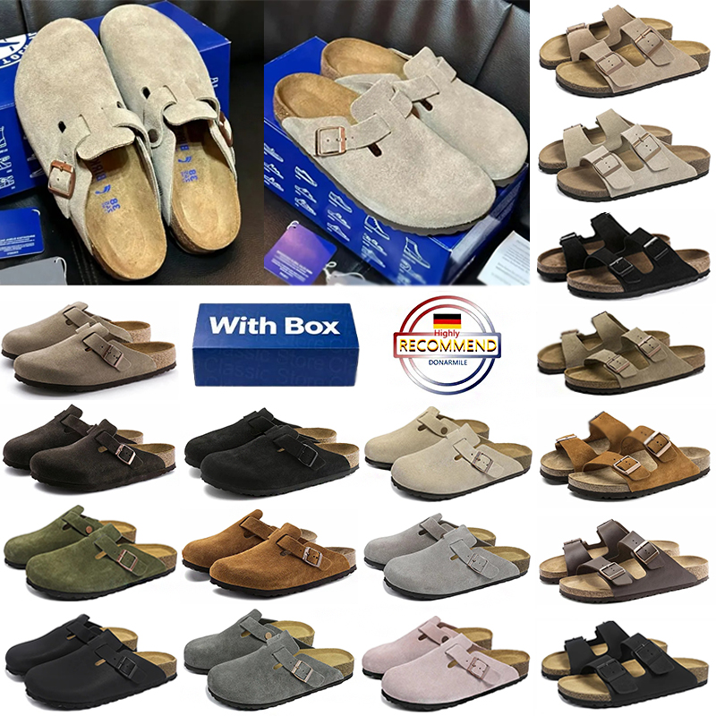 Boston designer brokenstylish Taupe black birk Soft Footbed Suede clogs slippers men women sand mocca slides outdoor comfortable boys girls sandals