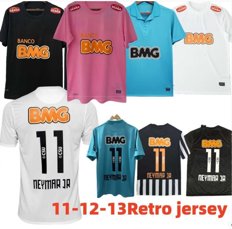 2011 2012 2013 Santos retro soccer jerseys 12 13 NEYMAR JR Home White Long Sleeves AWAY camisetas de foot vintage classic football shirt 9999