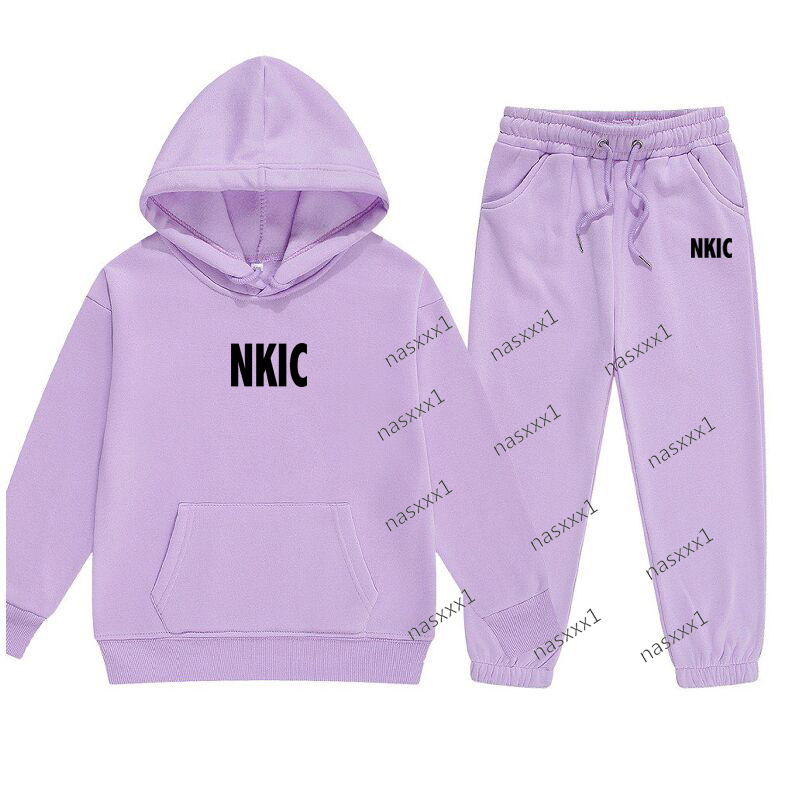 Spring Autumn Fashion Kids Brand Purple Tracksuits 3-12 Years Boys and Girls Casual Sports Hoodie Tops pants 2pcs Sets Children Clothes