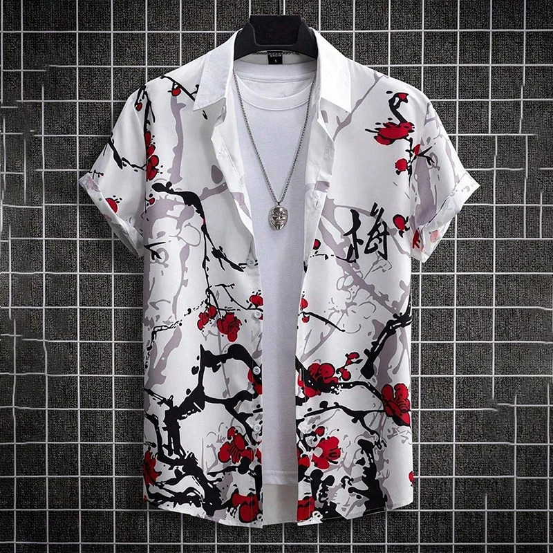 Summer Flower Graffiti 3D Print Men's Street Fashion Shirt - Suitable for Both Men and Women - Hawaiian Shirt Short-Sleeved Top 261010