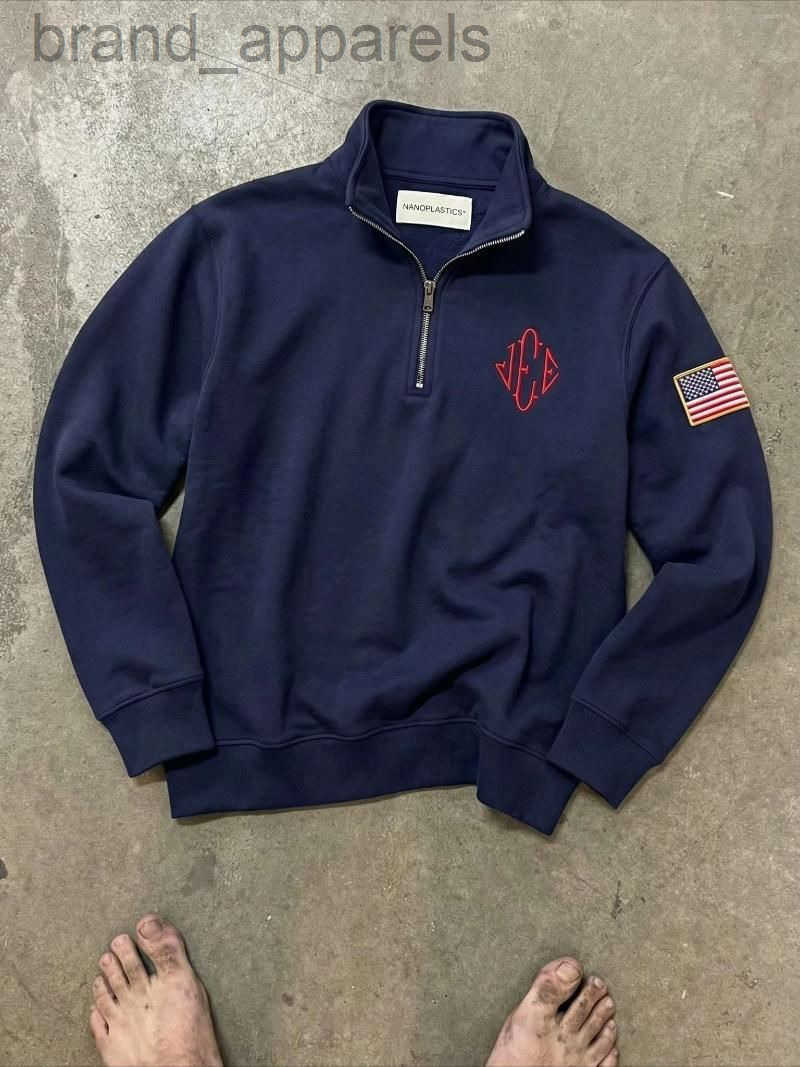 Men's Hoodies Sell Epstein Embroidered Sweatshirt Stand Collar Quarter Zip Pullover Oversize Mens in Stock