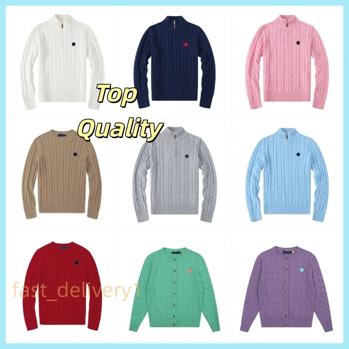 5A Cardigan Designer Mens Sweaters pull Wool Casual High Quality Pull Half Zip Women Hoodie Polo Jacket Winter Long Sleeve polo Sweater Pullover yyy