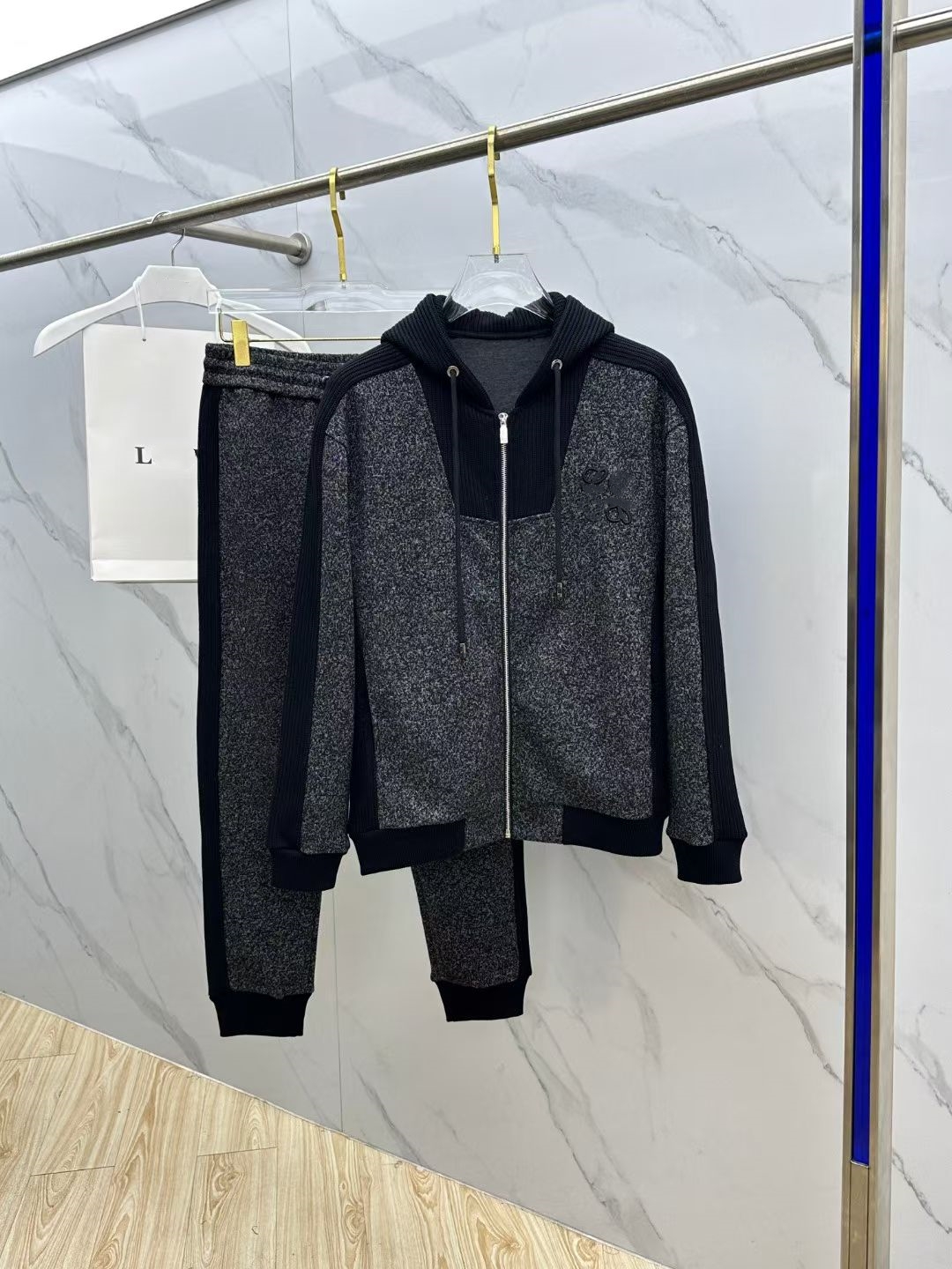 2026 Fall Mens jacket Designer Men Tracksuit Set Zip Up Hooded Jacket Sweatpants 2 Pieces Outfit Luxury Knit Splicing Casual Sports Suit For Daily W