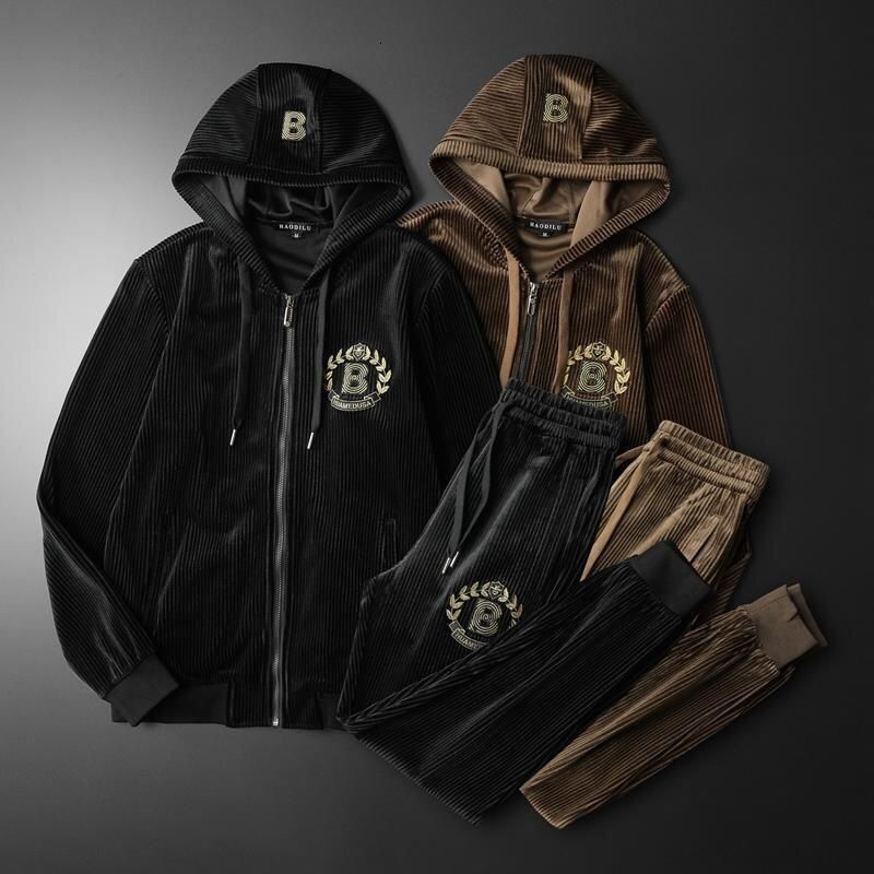 Cardigan décontracté à capuche tendance pour hommes, nouveau costume de sport, ensemble deux pièces