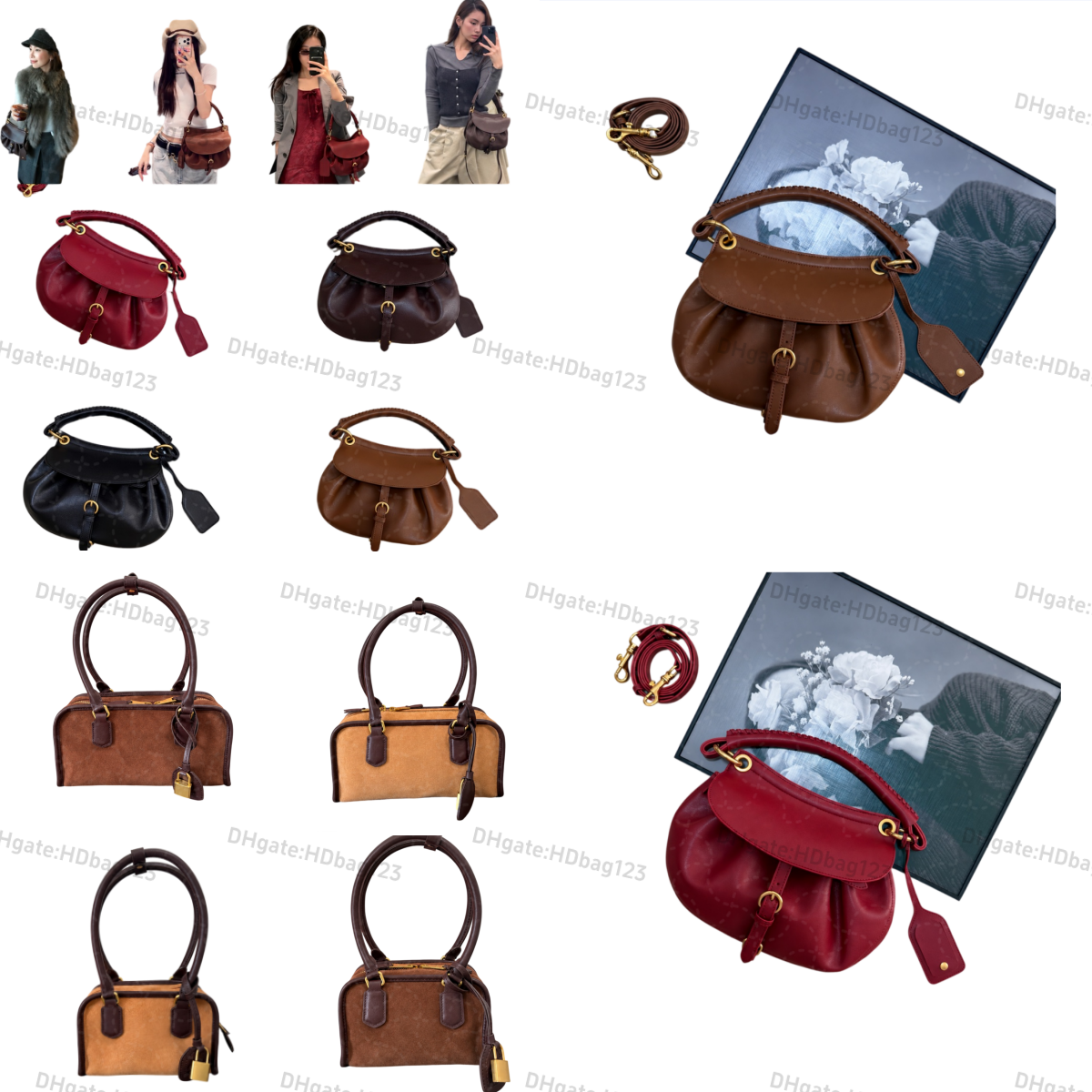 10A designer bag Rendze women's vous retro shoulder bag leather flip saddle bag fashion show same style armpit bag suede handbag