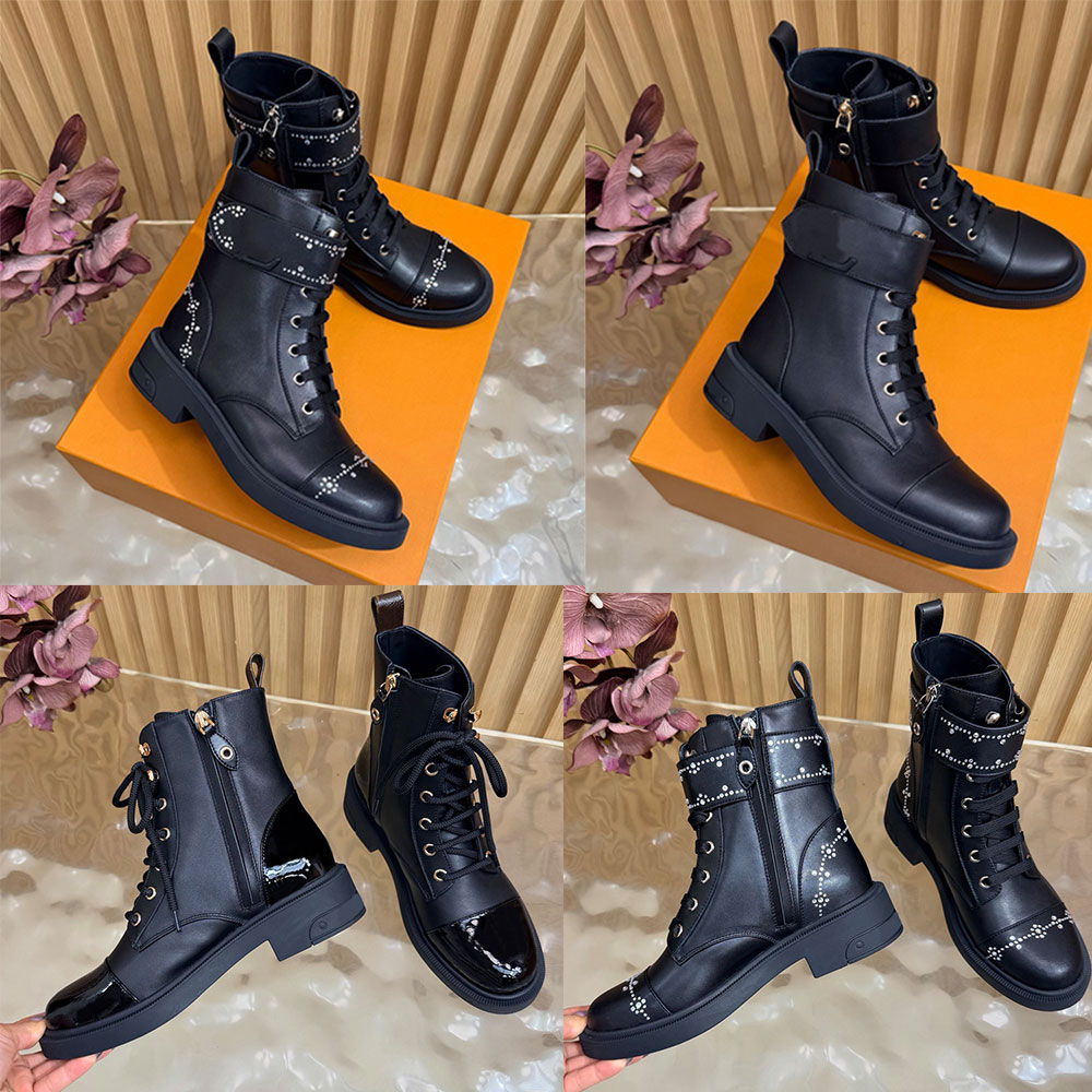 Citizen Flat Ranger Boot Luxury Designer Ankle Boots 1AIEAP Womens Calf Leather Boot Lace Up Fashion Brand Autumn Winter Boot Leather Lining Rubber