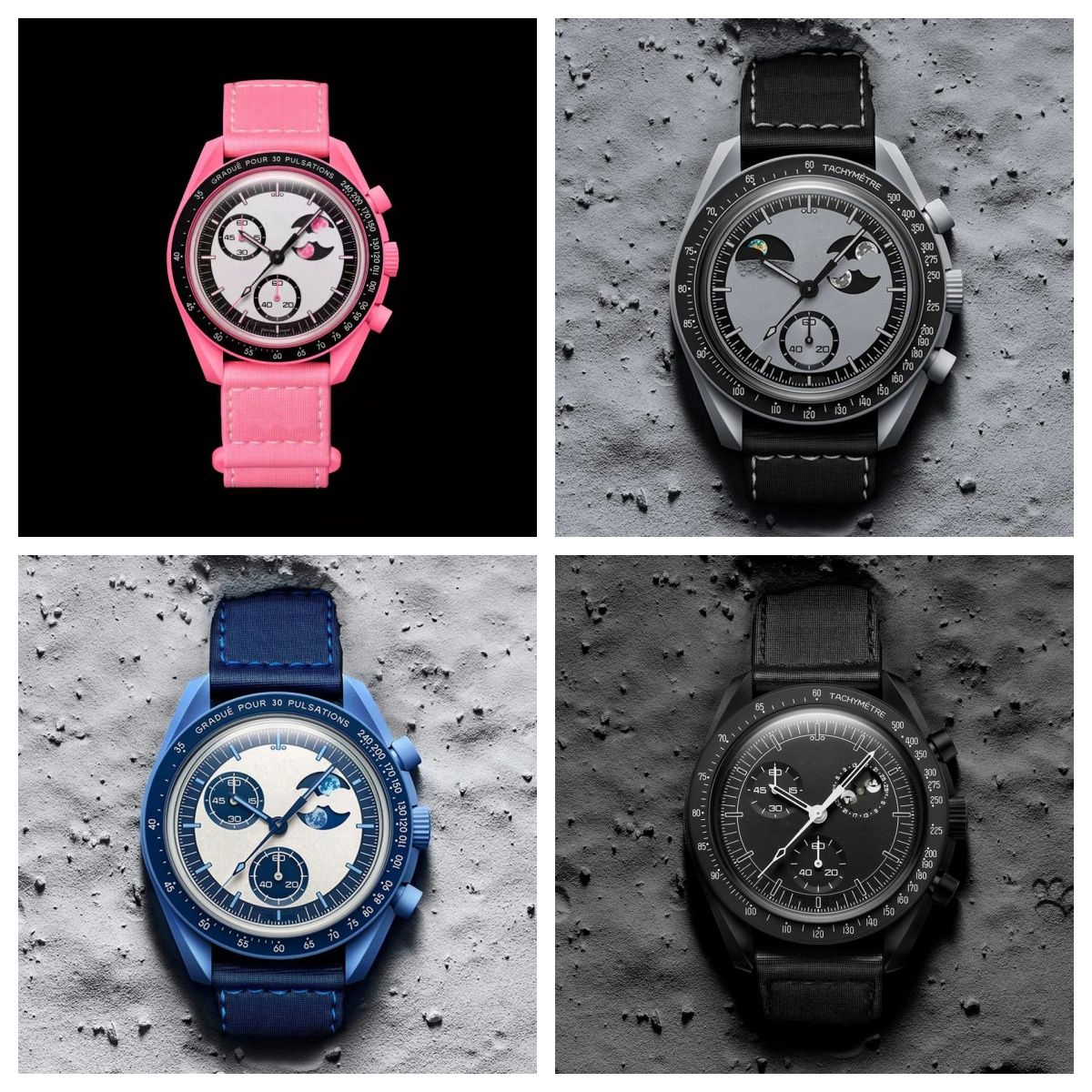 New 2027Moon Watch Bioceramic OM Planet Moon Mens swatches Automatic Quartz Full Function Chronograph Watch Stainless steel Luxury Wristwatches with
