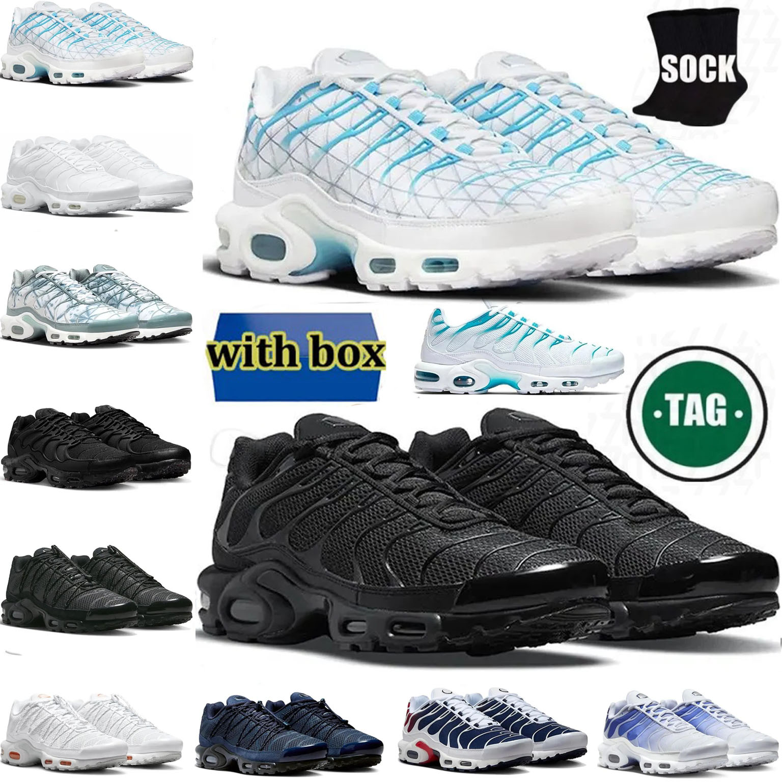 Tn Tns Plus Running Shoes Mens Women Sneakers Triple White Black Cherrys Re Knicks University Blue Game Royal Obsidian classic Sports Trainers
