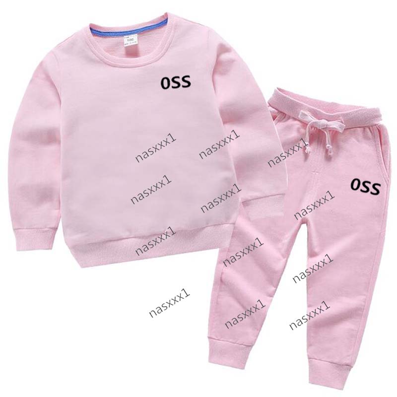 Tenues à manches longues pour enfants, 100% coton, vêtements de sport décontractés, col rond, sweat-shirt et pantalon, ensemble deux pièces à la