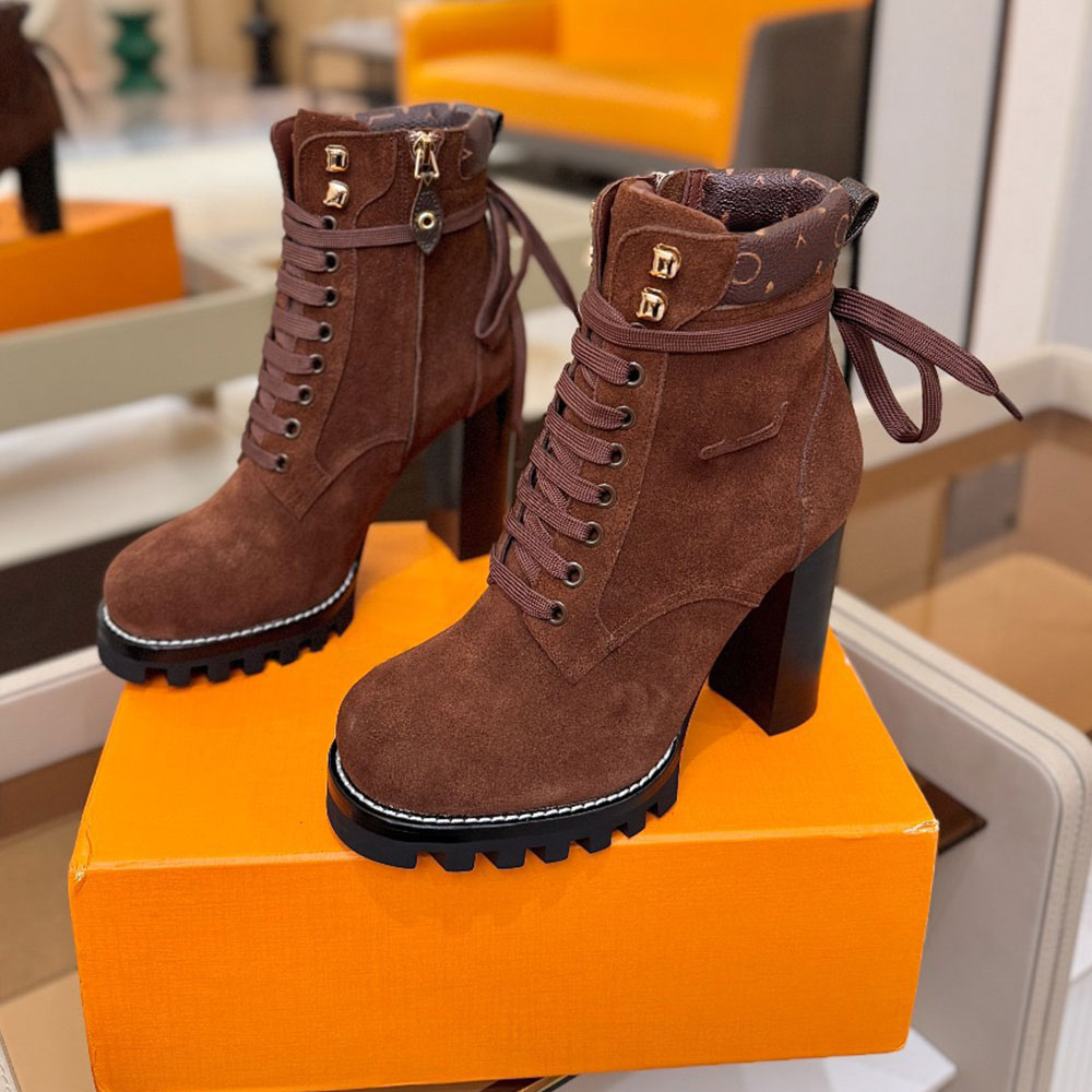 Star Trail Ankle Boot Womens Luxury Designer Boots 1AKHTU Suede Calf Leather Hiking Boot Embroidered Retro Style Classic Autumn Winter Boot Heel 8cm