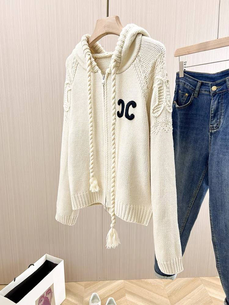Designer Sweater Jacket Womens Braid Hooded sweaters Fall Sweater Knit Cardigan zipper sweater Fashion brand Embroidery LOGO casual tops