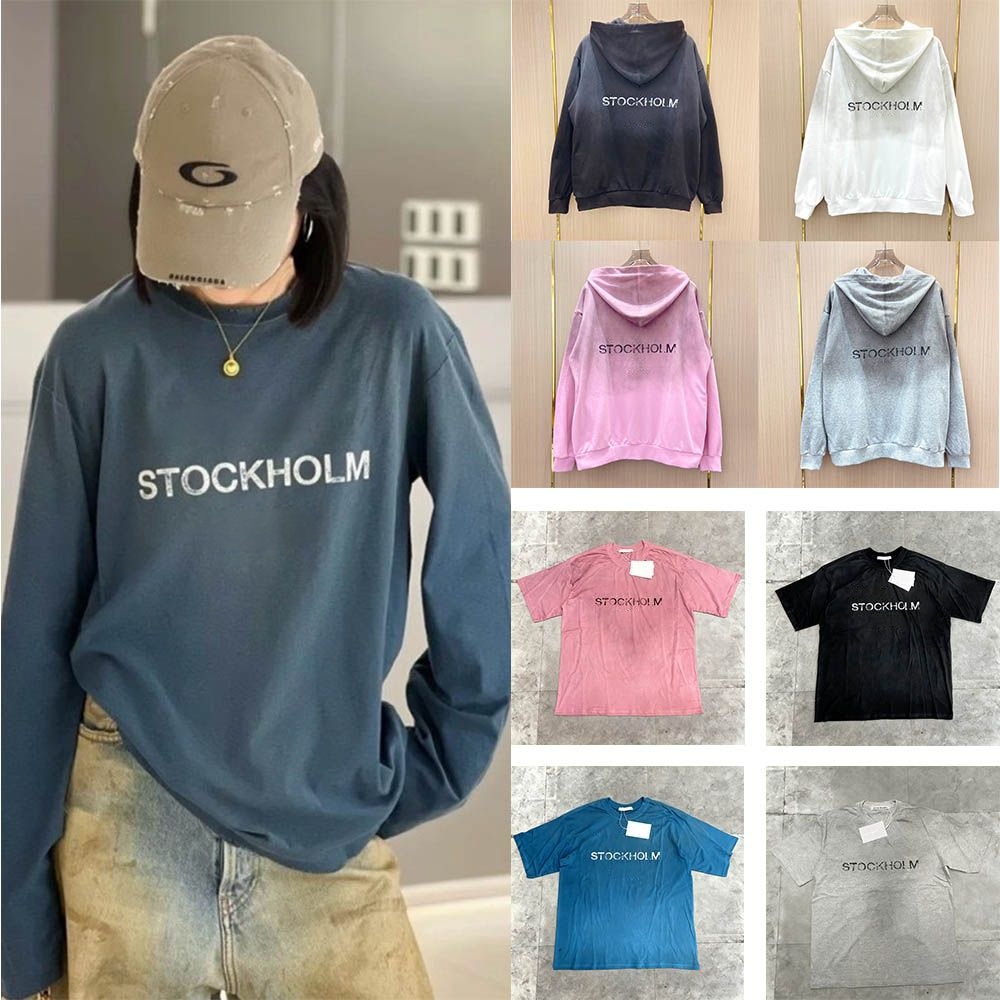 2026 Designer long sleeve T Shirt Letter Printed Vintage Washed Cotton Tops Spring Summer Long Short Sleeve Casual Unisex Couple Tee S-XL