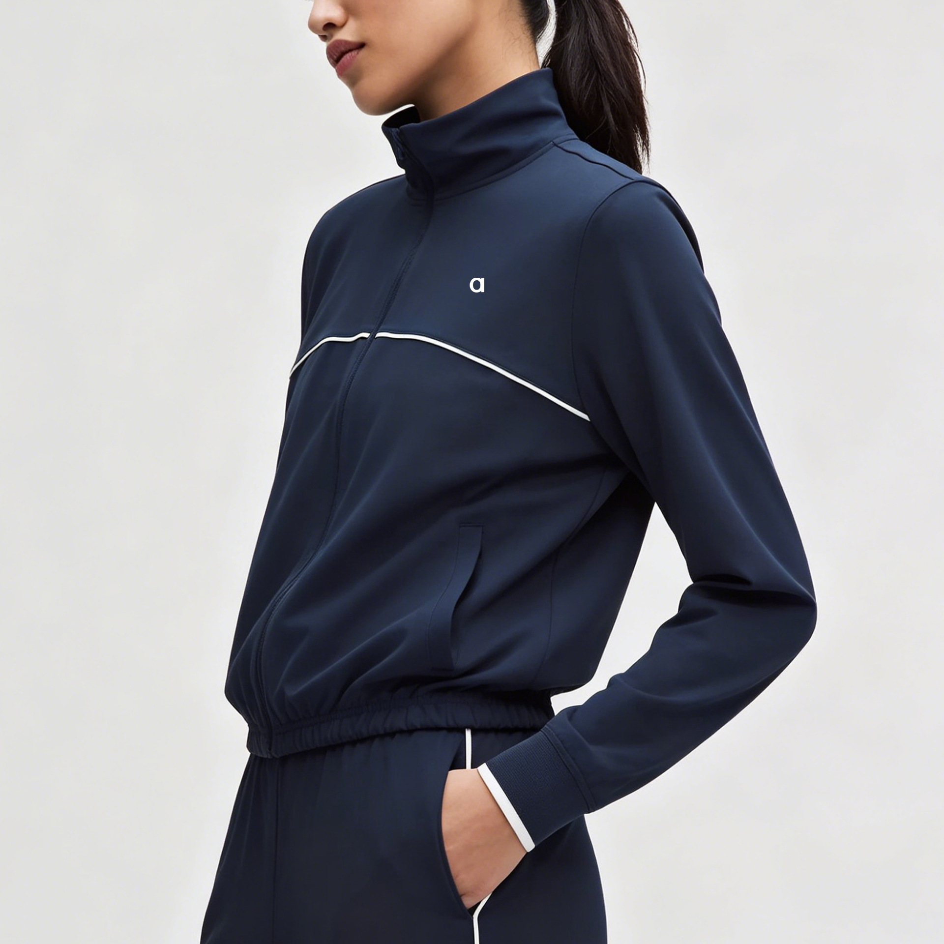 Quick drying stand up collar Women Sports Jacket with Zipper windproof outdoor running Fitness long sleeved Yoga suit yoga pants soft highly elastic