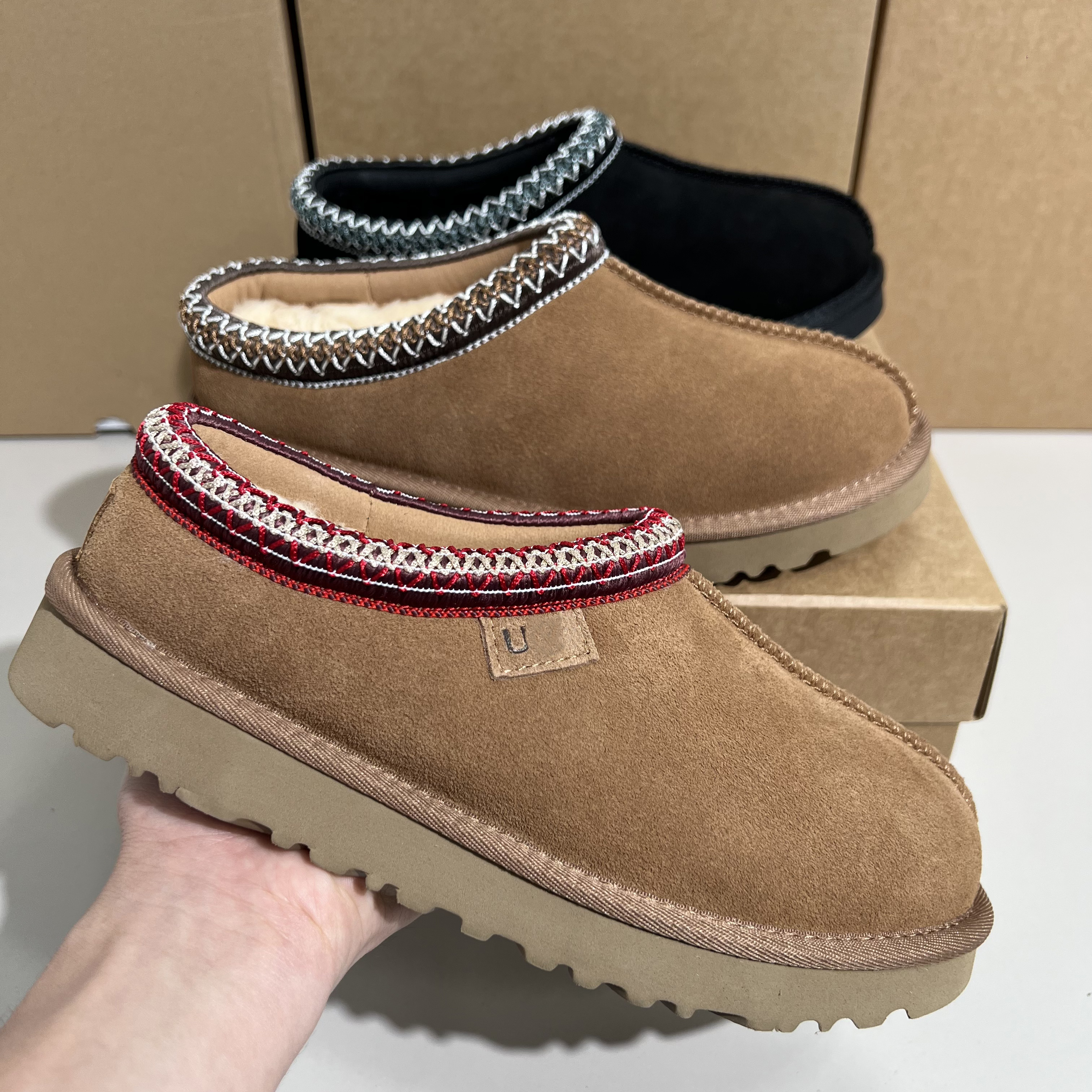 designer boots womens platform booties winter boot snow Tasman Slippers Tazz mustard eed Chestnut Sand Fur Slides Sheepskin snow warm Bowtie Slipper