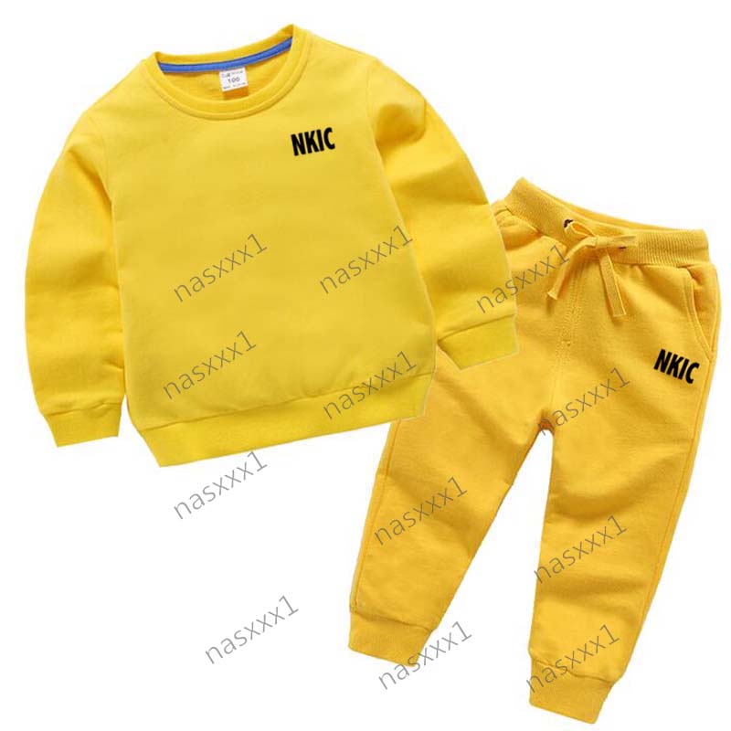 Ensembles de sweat-shirts de marque pour enfants de printemps, pull à col rond et pantalon long, costume deux pièces pour enfants, ensembles de S