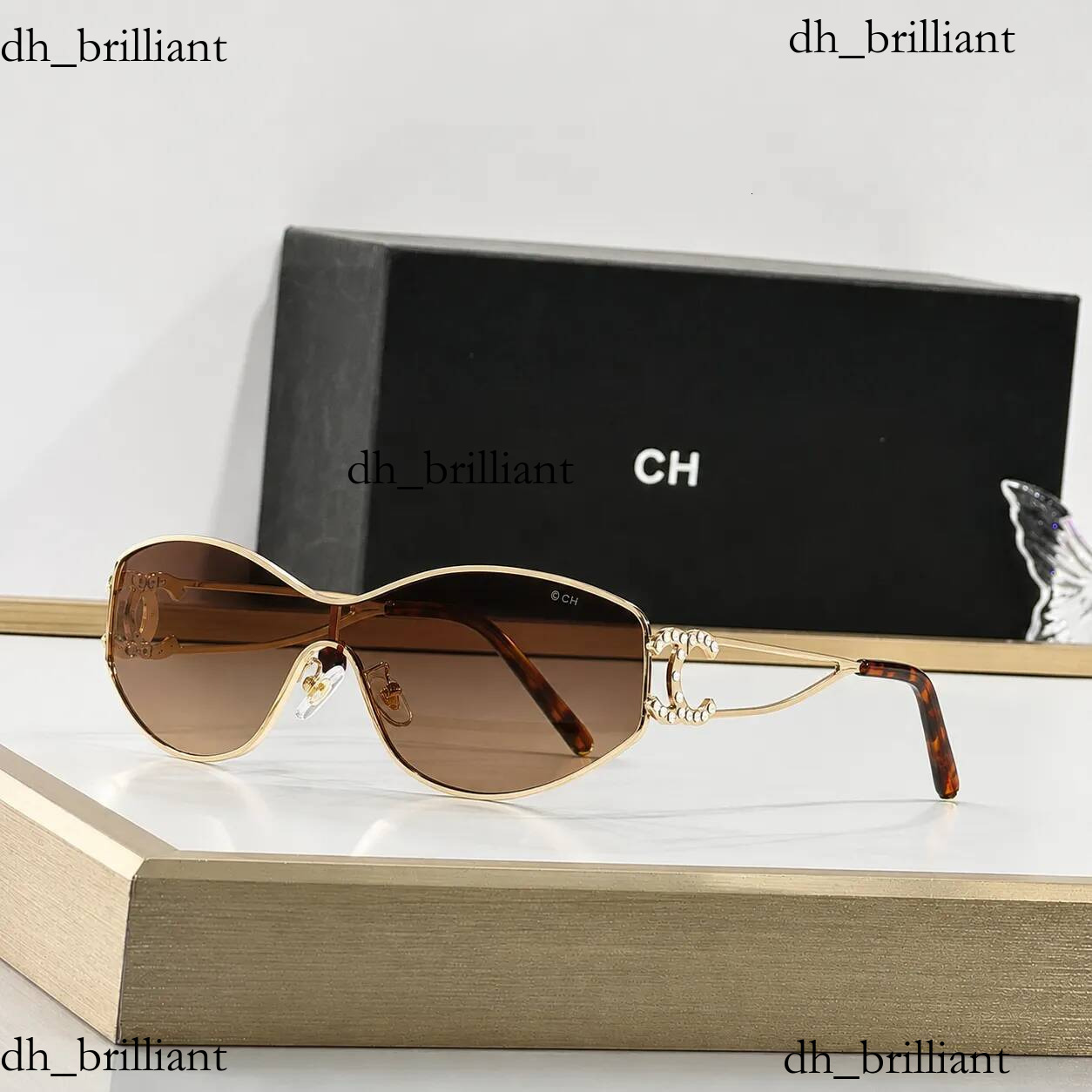 Designer Inspired Rimless Sunglasses Women Oversized Shield Gradient Lens Luxury Metal Frame UV400 Eyewear with box Hot
