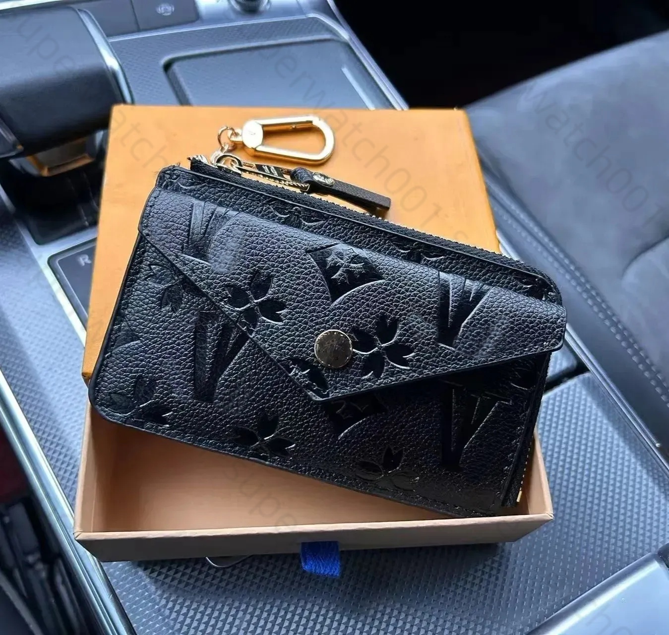 WALLET CARD HOLDER RECTO VERSO Designer leather Fashion Womens Mini Zippy Organizer Wallet Coin Purse bag Belt Charm Key Pouch with out box mini coi