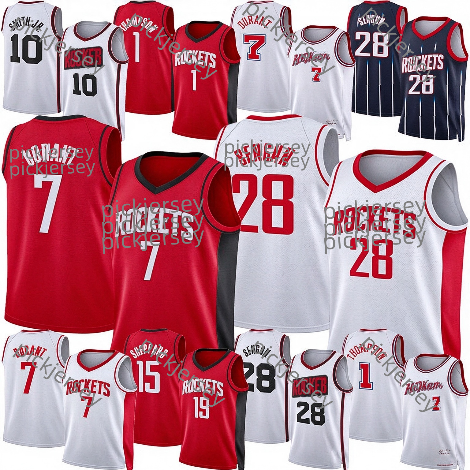 Maillot de basket-ball Rocket Houstons Jersey Kevin Durant Hakeem Olajuwon Alperen Sengun Amen Thompson Jabari Smith Jr. Steven Adams Clyde Drexl