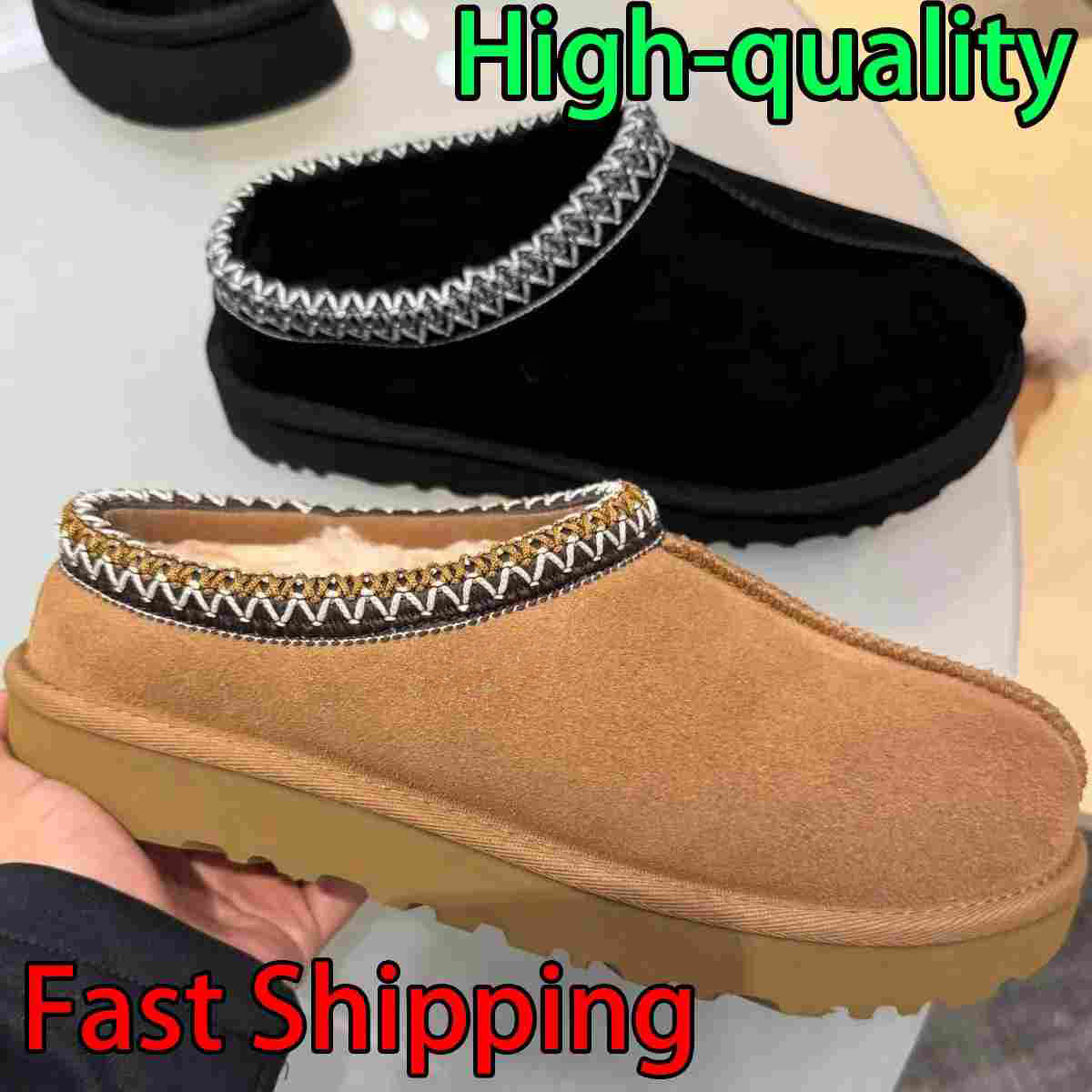 Tazz Designer Clog Slippers Tasman mustard Chestnut Sand Fur Slides Sheepskin Classic Ultra Mini Platform Boot Winter Women Men Slip-on Shoe