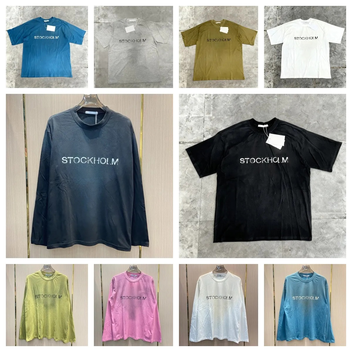 2026 Designer long sleeve T Shirt Letter Printed Vintage Washed Cotton Tops Spring Summer Long Short Sleeve Casual Unisex Couple S-XL