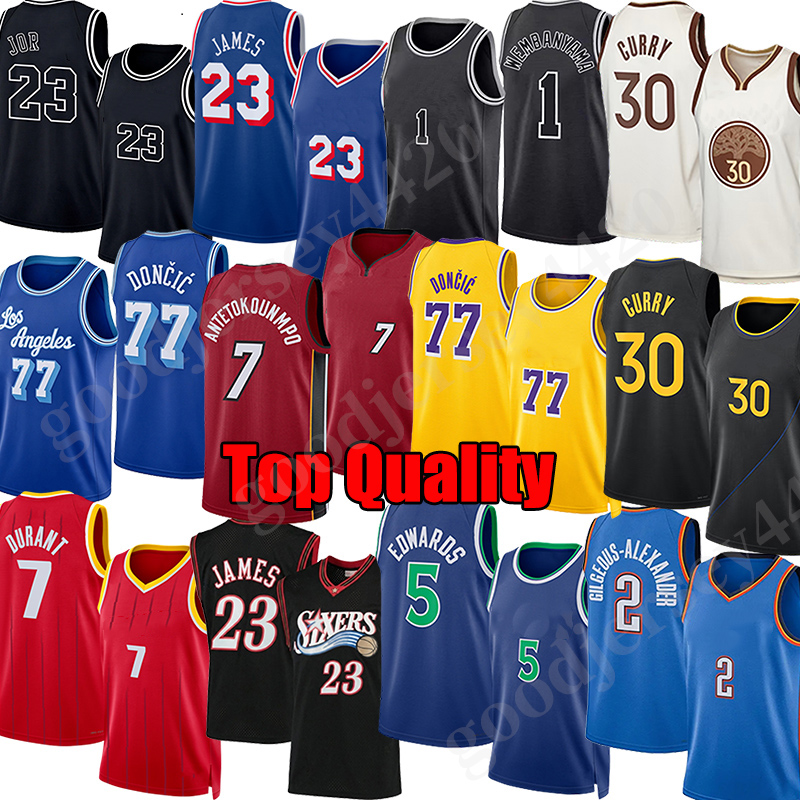Maillot de basket-ball rétro Philadelphias 76er JAMES Stephen Curry Luka Doncic Brunson Wembanyama Iverson BRYANT Kevin Durant Antetokounmpo shor