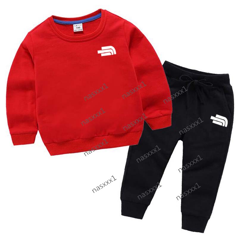 Spring and Autumn Children's Boys and Girls Casual Letter Print Sports Top Pants 2-piece Girl Suit 100% Cotton Old Outdoor Jogging Suit