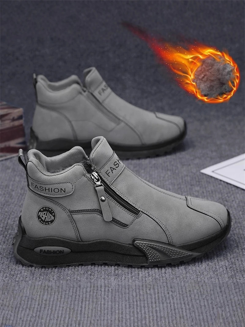 Men's Winter Snow Boots 2026 Fleece Lined Warm Cotton Casual Leather Shoes MidCalf Thick Bottom AntiSlip 260917