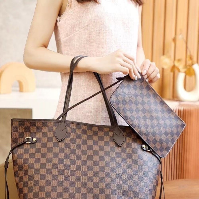 Designer Bag Women Tote Bag Large Handbags With Wallet Purse Fashion Leather Brown Lattice Shoulder Bags High Quality Luxury Classic Flower Checked