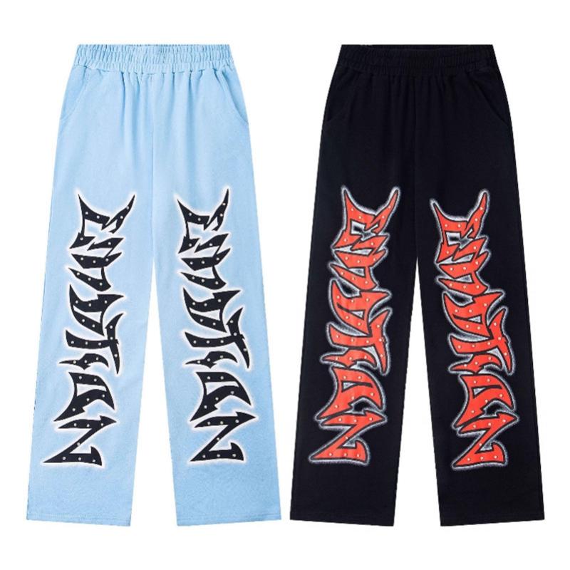 Designer Oversized Men's Vintage Hip Hop Drawstring Sweatpants Loose Straight Leg Mid High Waist Streetwear Joggers Pants Spring Autumn S-XL