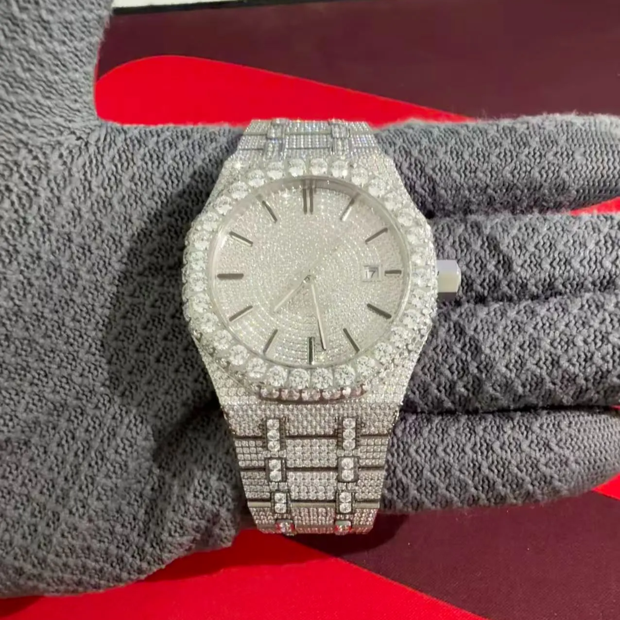 High quality original brand men's and women's luxurious moissanite watches, ice crystal dazzling hip-hop style high-end shiny designer wat