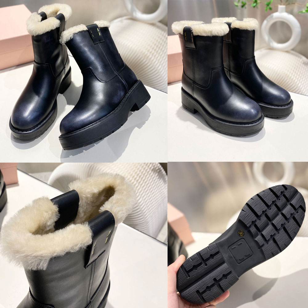 New Luxury Designer Soft Leather Boots Ankle Boots Outdoor Minimalist Casual Womens Boot Warm Comfort Fashion Brand Autumn Winter Boots Shearling Li