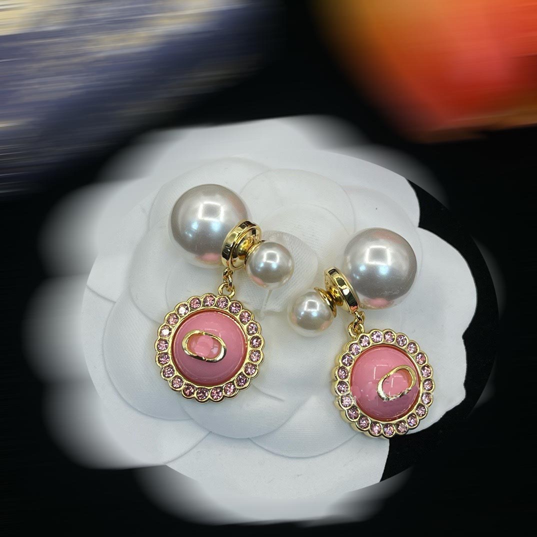 Designer high-end jewelry pearl earrings with small flower, rhinestone bow, tassel, cute earrings 888888