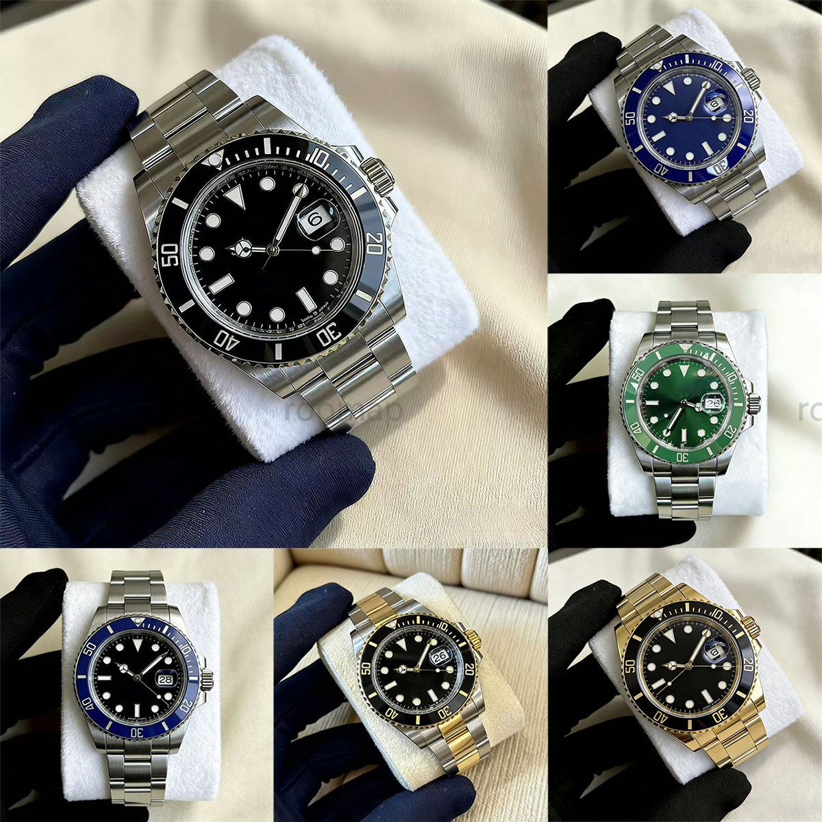 Mens Automatic Mechanical Watch - 41mm Sapphire Glass Waterproof Stainless Steel - Green Black Gold Ceramic Luxury Swim Watch Stainless Steel Wristw