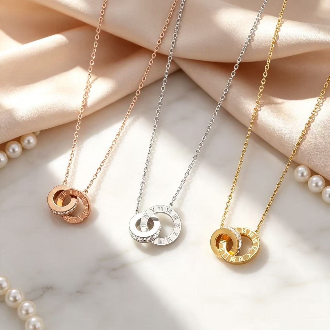 Korean-style Cool Roman Numeral For Women Clavicle Chain Fashion Stainless Steel Necklace