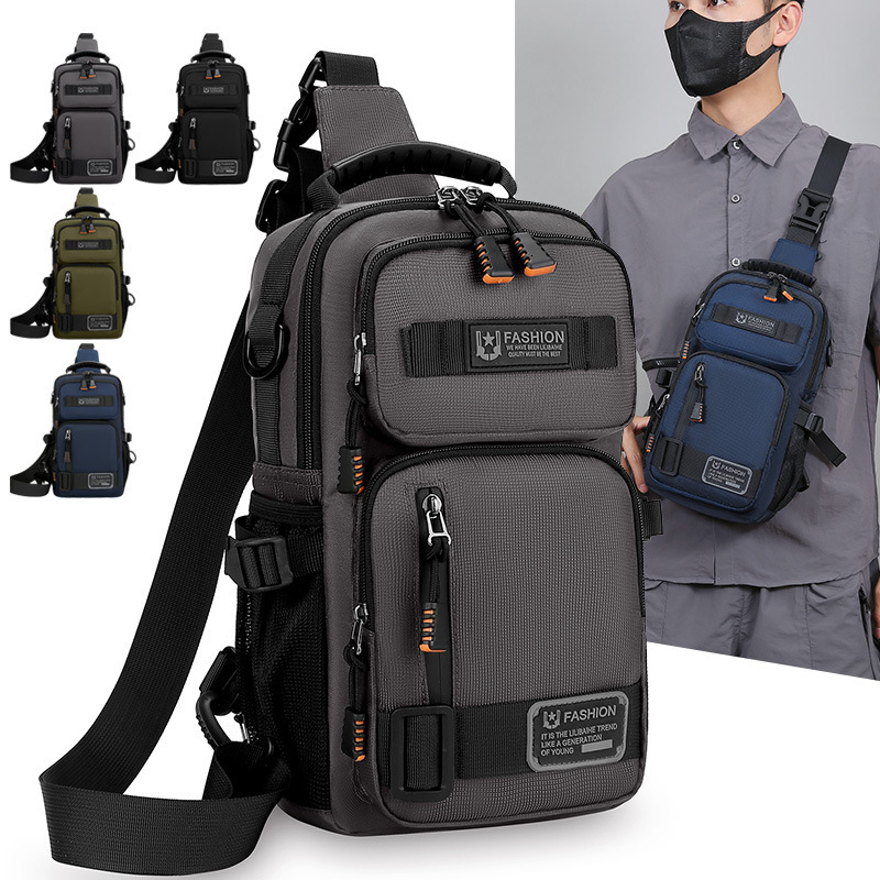 Crossbodytas voor heren met grote capaciteit, waterdichte borsttas van Oxford-stof met meerdere vakken voor woon-werkverkeer dh1102856866