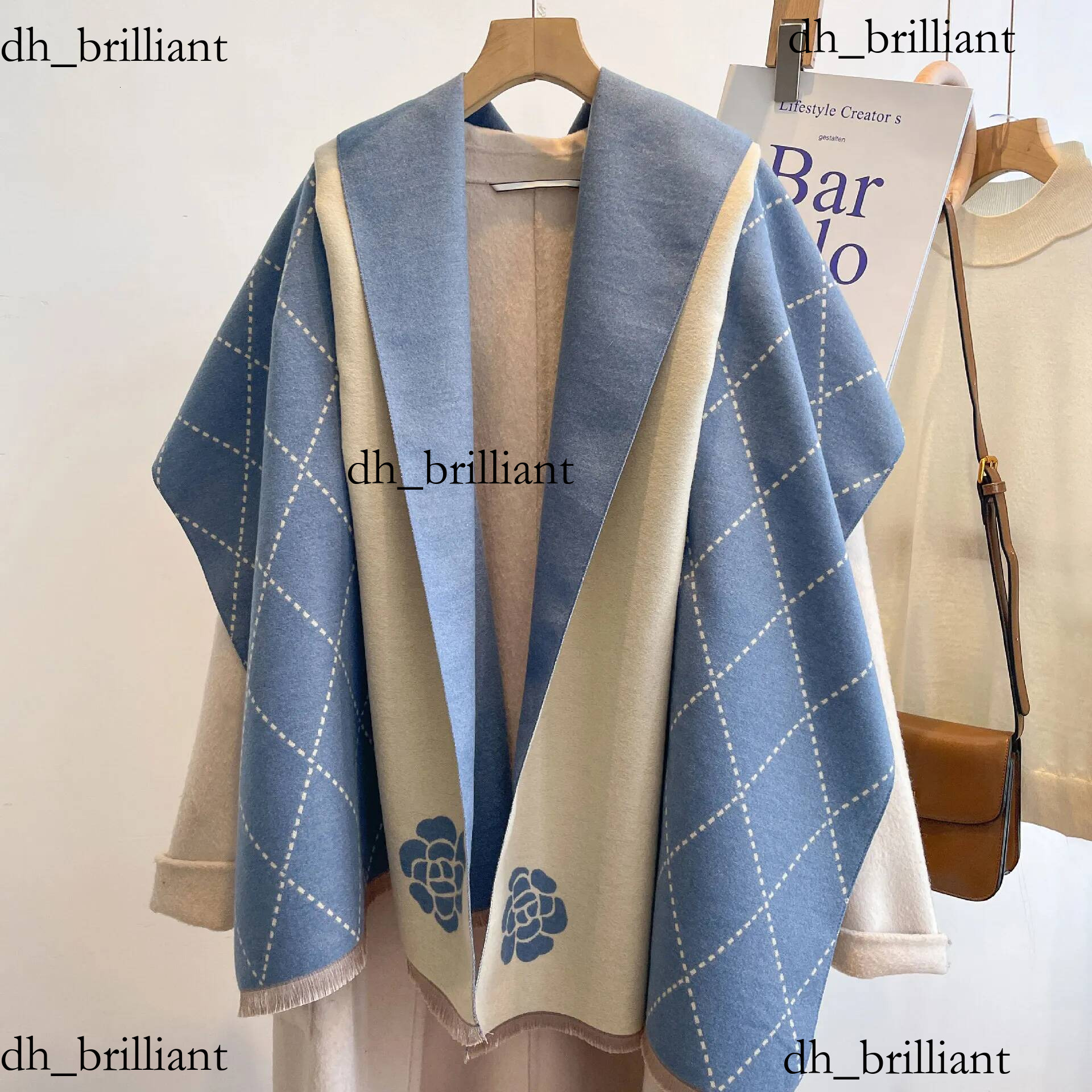 Designer Automne Hiver Nouveau Double Face Faux Cachemire Camellia Écharpe De Luxe Européen Américain Épais Chaud Thermique Marque De Mode Élégan