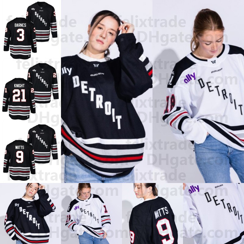 PWHL Detroit Personalized Hockey Jersey Cayla Barnes Daryl Watts Hilary Knight Custom Any Name Number Mens Womens Youth All Stitched