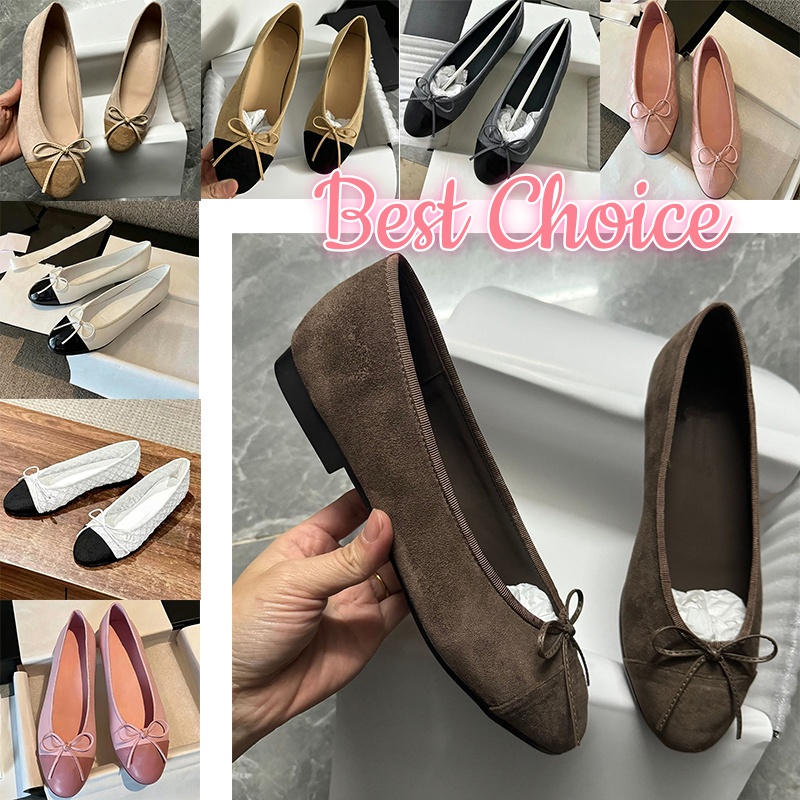 Designer Dress Shoes Paris Brand Ballerina Ballet Flats Shoes Women Quilted Genuine Leather Slip on Ballerina Round Toe Ladies Dress Shoes Loafers M