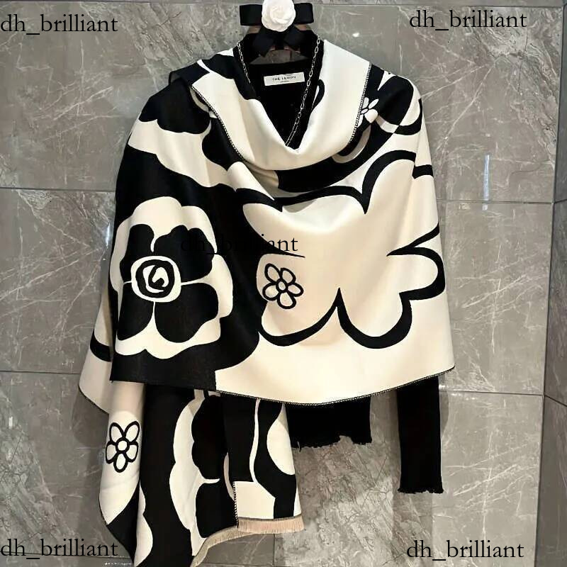 Elegant Camellia Breathable Thermal Lady Scarf Black White Fashion Perfect For Spring And Summer Multi Functional Beach Casual Accessories Hot