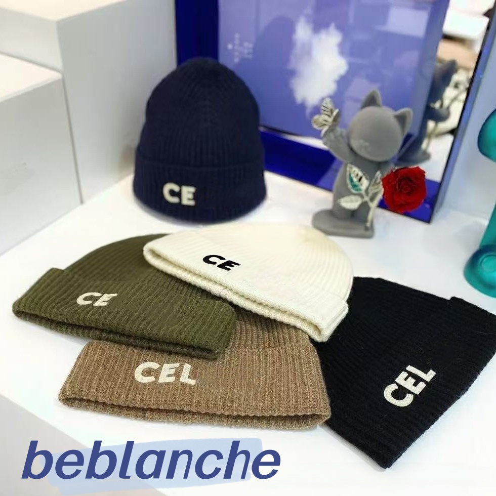 Casquettes de crâne pour femmes décontracté coupe-vent laine chaud mode tricoté chapeau concepteur lettre solide chapeaux de noël