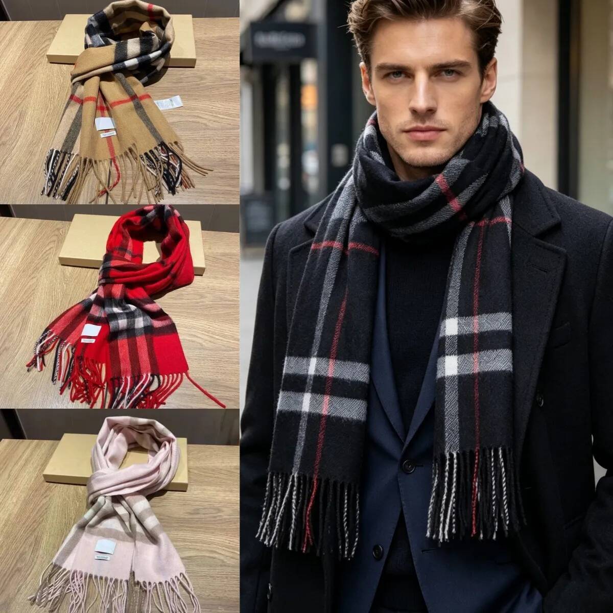 Designer Classic Bbr Plaid Women Man Bur Berries Scarf Cashmere Burbellypuffer Scarves For Winter Warm Womens And Mens Long Wraps 846