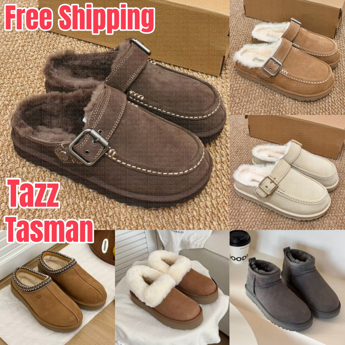 free shipping tasman slippers designer shoes platform slides snow boots mens womens tazz ultra mini chestnut wool slides fluffy fur footwarm top qua