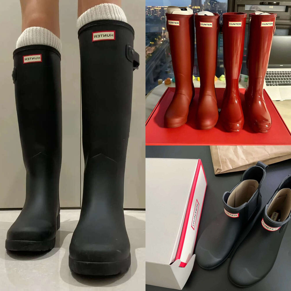 hunter rain boots women wellington boot Designer booties Rubber sneaker big red martin Women wellies Casual Shoes designer rain boots