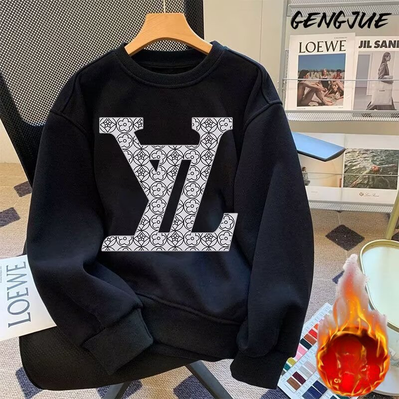 Designer Luxurious European-style Men's Hoodie, Men's Printed Long-sleeved Hoodie Fashionable And Versatile Round-neck Style Clothing