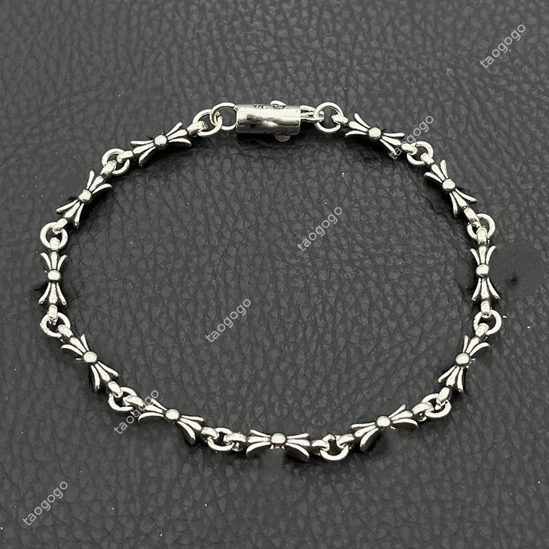 Designer Bracelet Unisex Classic Punk Gothic Cross Flower Bracelets Set Vintage Thai Silver Gold Plated Chunky Chain Wristband Hip Hop Streetwear Je