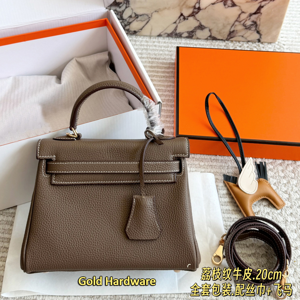 Hand Sewn Luxury Top Handle Shoulder Bag 20cm Ladies Mini Tote Kel bag Designer Togo Grain Leather Mini Crossbody Handbags Gold Buckle Hand Bag Hors