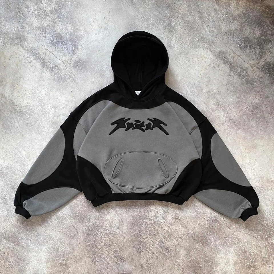 Hoodie Retro Patch Work Super Dan Hoodie Mens and Womens S261012B7K5