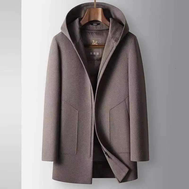 2025 Winter Men's Hooded Woolen Coat Detachable Down Inner Tank Wool Content 70 Thickened Warm Casual 260929