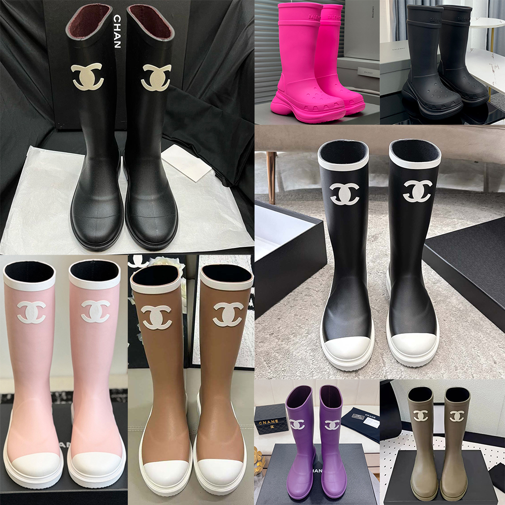 Designer CC Logo Rain Boots Waterproof Rain Boots Fashion High Caoutchouc Rubber Platform Rain Shoes for daily outdoor wear Fall winter Ladies Styli